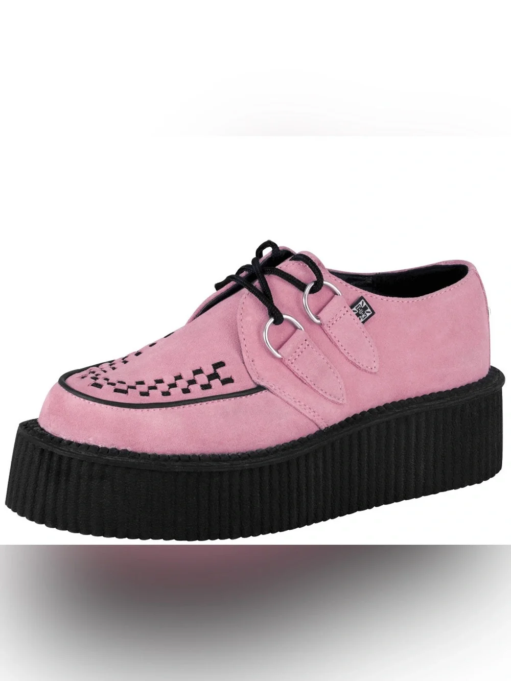 T.U.K. Suede Viva Mondo Creeper Platform Shoes in Misty Rose size 7